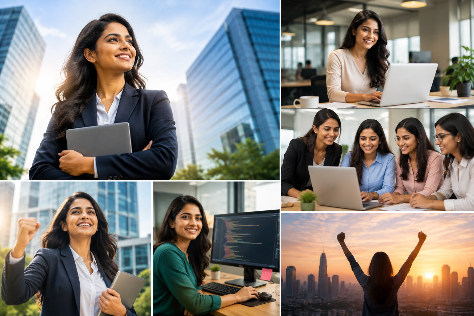 Female trainer assisting women students in a modern computer lab
