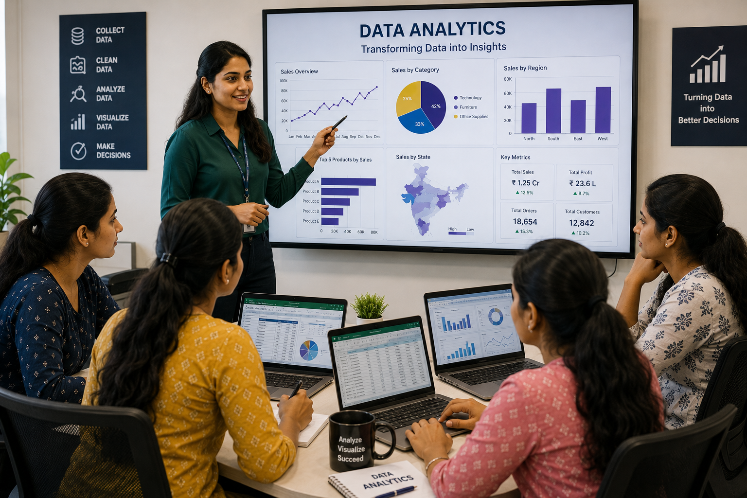 Women learning Data Analytics techniques