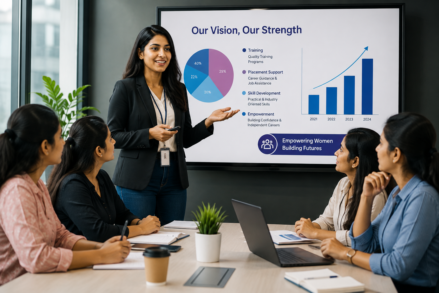 Women giving presentations during a learning activity