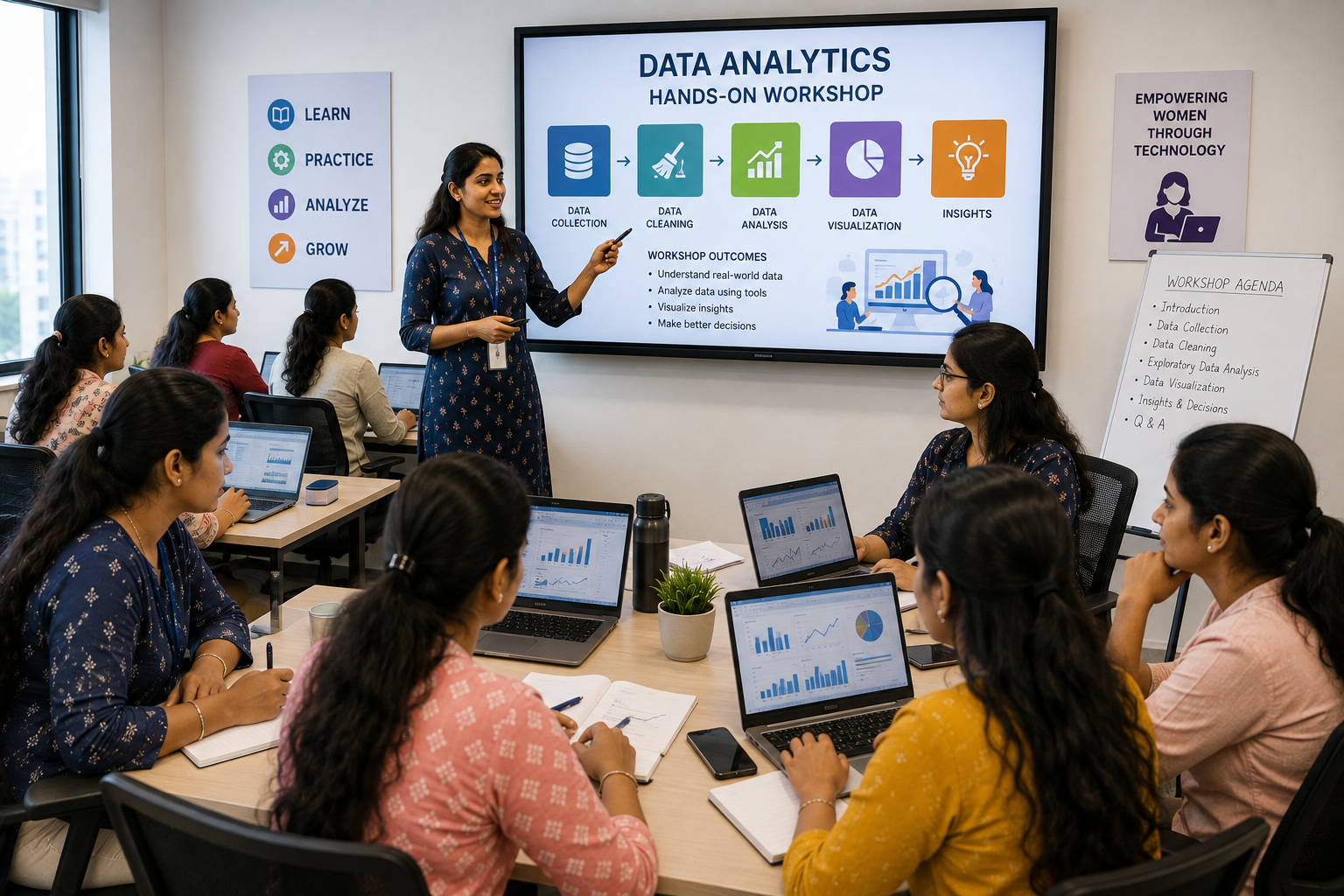 Women participating in a technology workshop